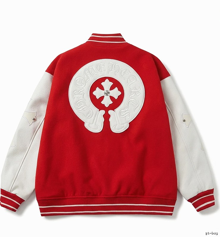 Chrome Hearts Retro Red and White Baseball Jacket