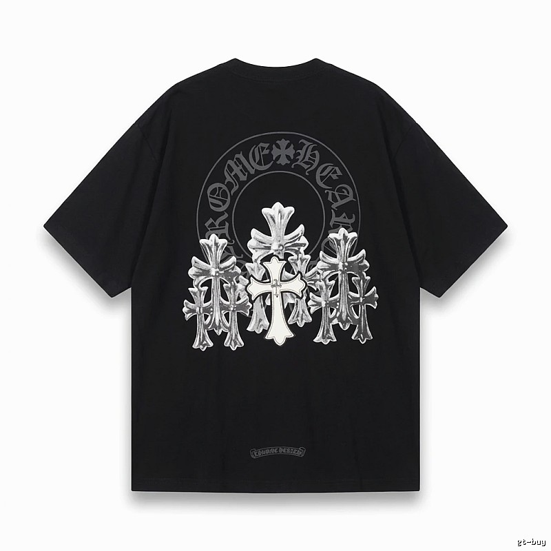 Chrome Hearts Silver Cross Black T - Shirt