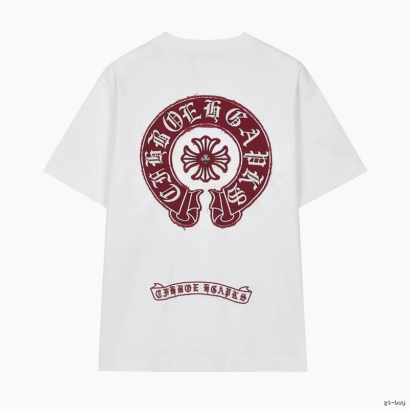 Chrome Hearts Vintage Style White T-shirt with Horseshoe Embroidery