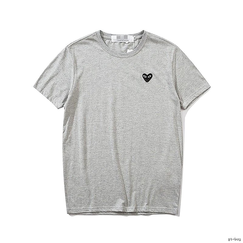 Comme des Garcons PLAY 2021-95 Gray Style 2195 Heart Logo T-Shirt Summer Styling