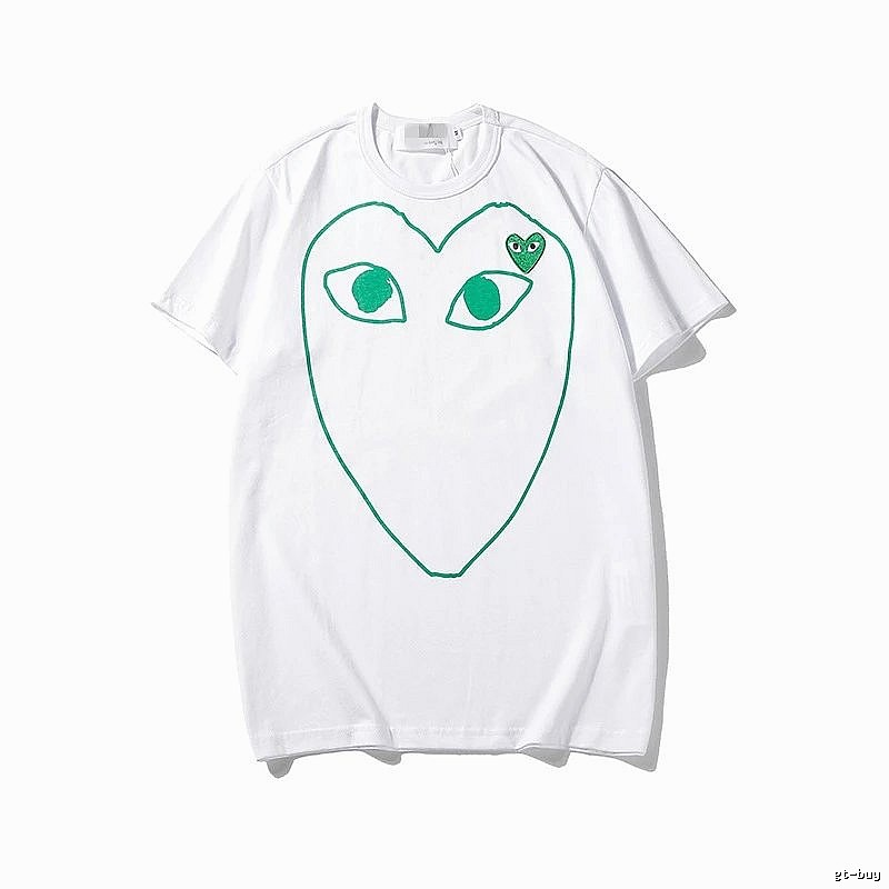 Comme des Garcons PLAY 2023-13 Green Style 2313 Heart Logo T-Shirt Soft Neutral