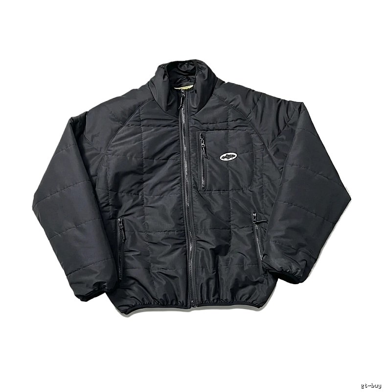 Corteiz black minimalist style cotton-padded jacket