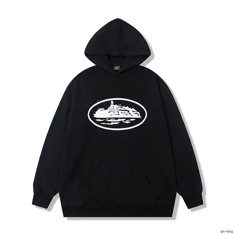 Corteiz black minimalist style hoodie