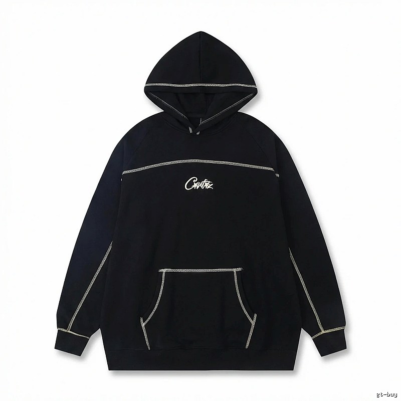 Corteiz Embroidered Simple Style Black Sweatshirt