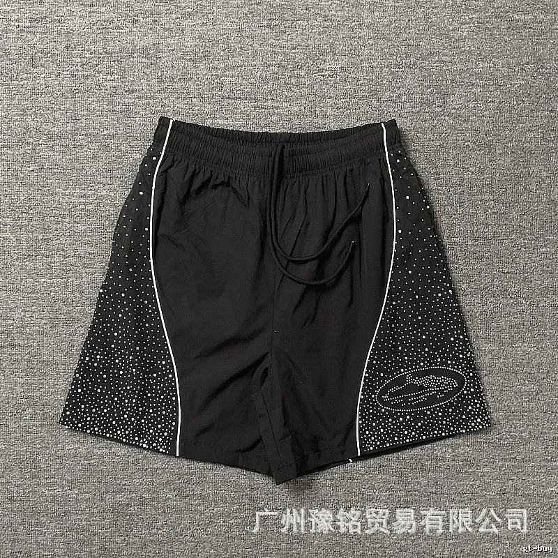 Corteiz Hot-fix Rhinestone Street Style Black Shorts