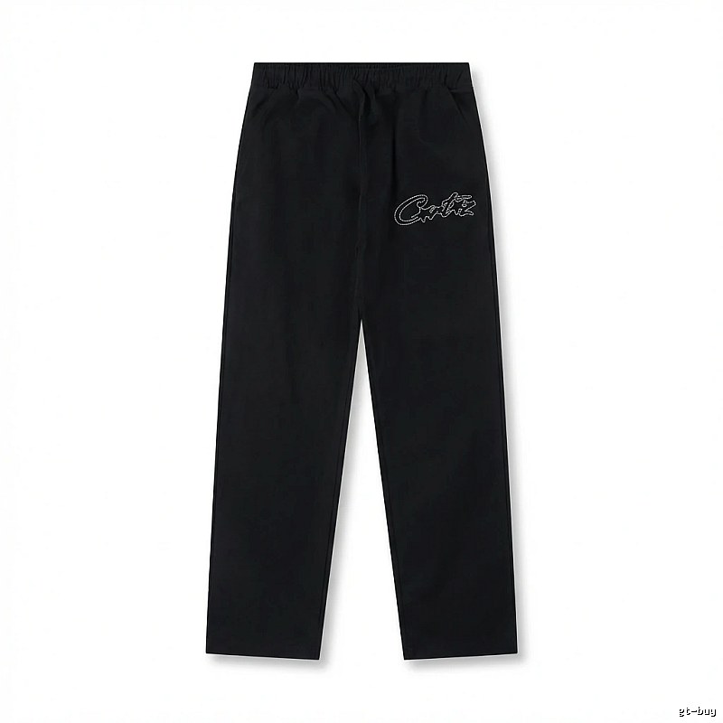 Corteiz minimalist style black long trousers