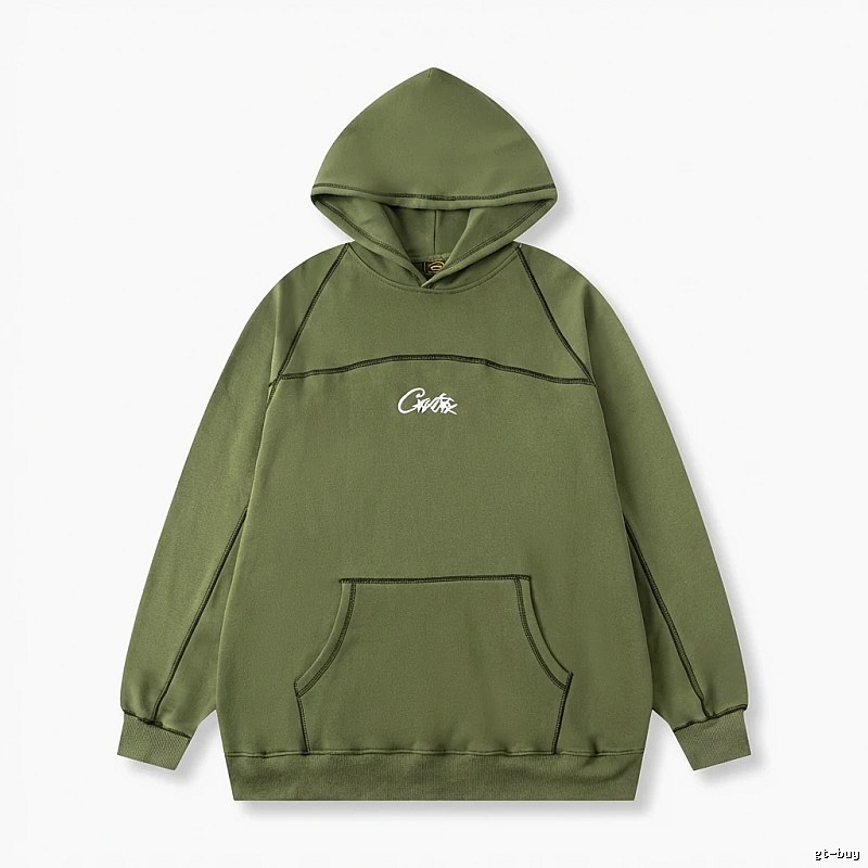 Corteiz minimalist style olive green sweatshirt