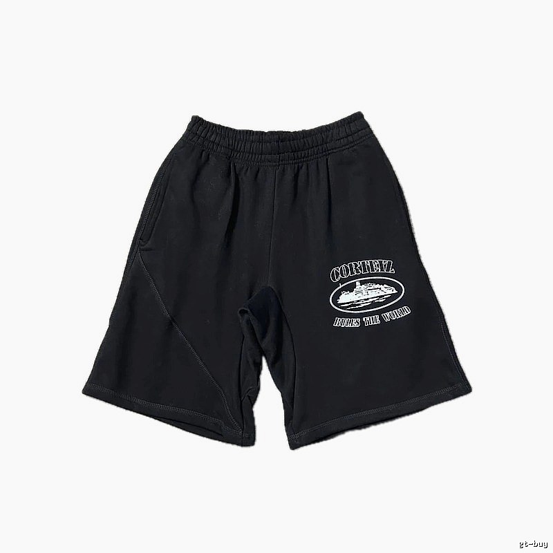 Corteiz retro-style black shorts