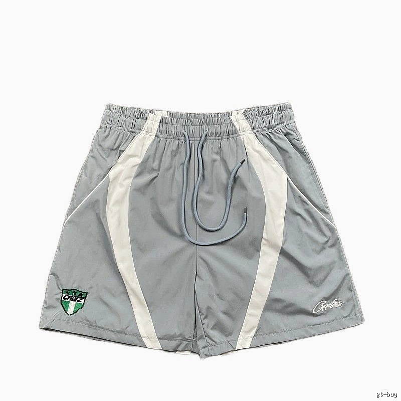 Corteiz Shield Logo Street Style Light Gray Athletic Shorts