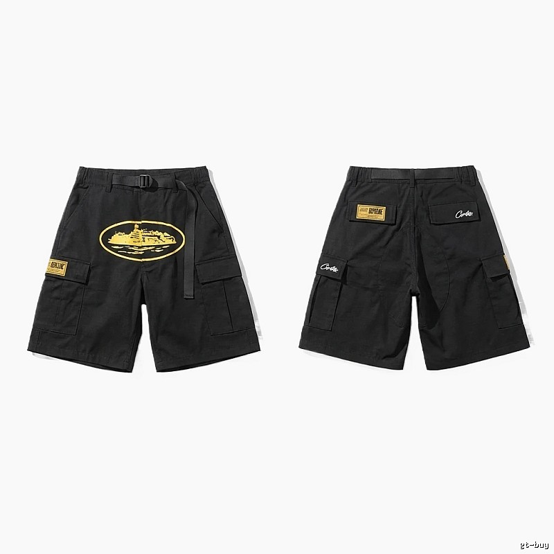 Corteiz workwear-style black shorts