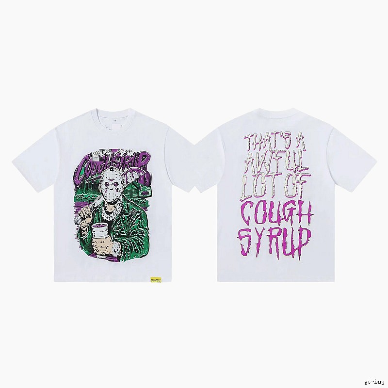 COUGH SYRUP Jason Print Street Style White T-shirt