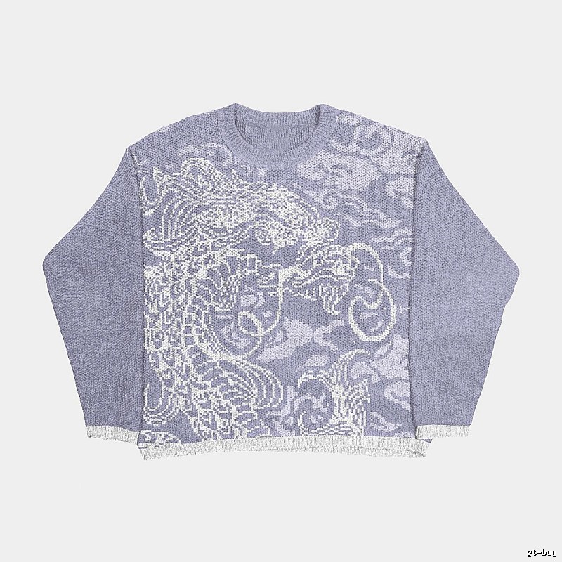 Daily Anime graphic sweater Black Knit Top with Visual Detail