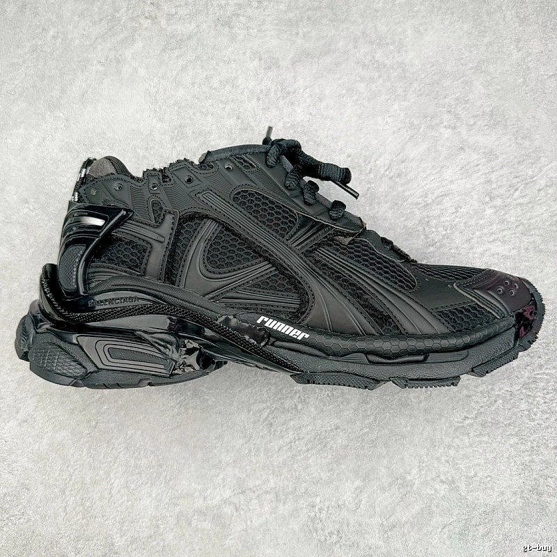 Dark Layered Panels Balenciaga Black Runner Sneaker for Streetwear Looks