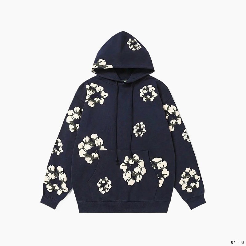 DENIM TEARS Floral Style Navy Blue Hoodie
