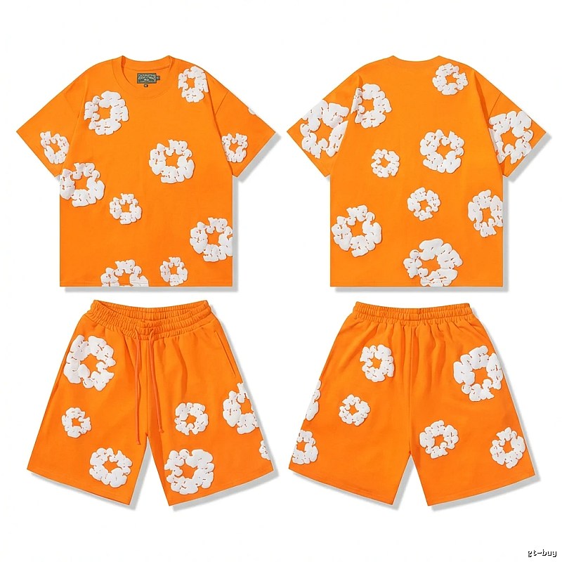 DENIM TEARS Orange and White Floral Wind Suit