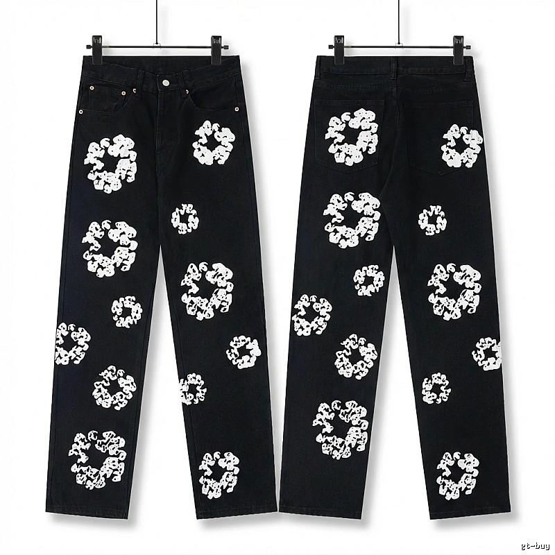 DENIM TEARS Printed Retro-Style Black Pants