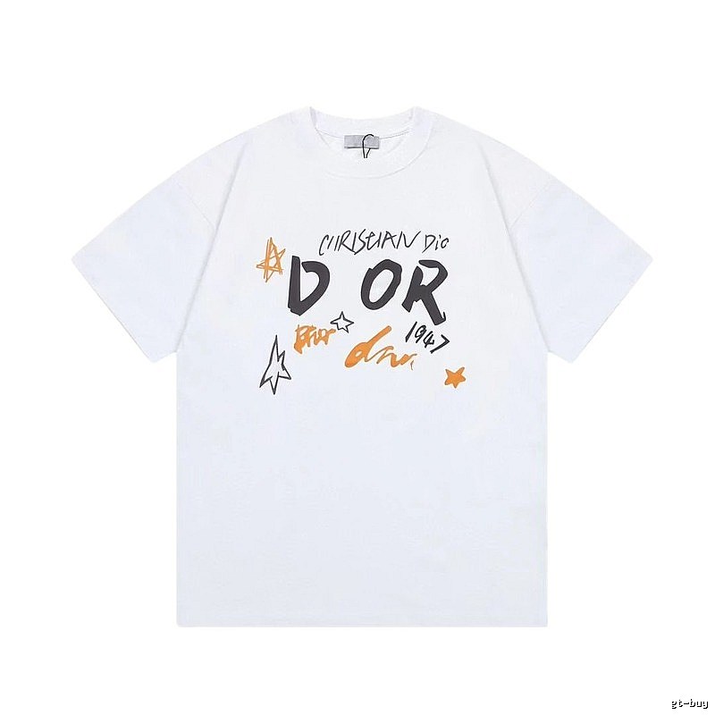 Dior 1947 Trendy Graffiti Style White T-Shirt