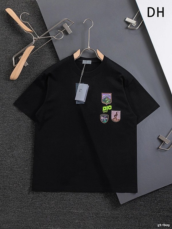 Dior Badge Collection Vintage Style Black Short-sleeve T-shirt