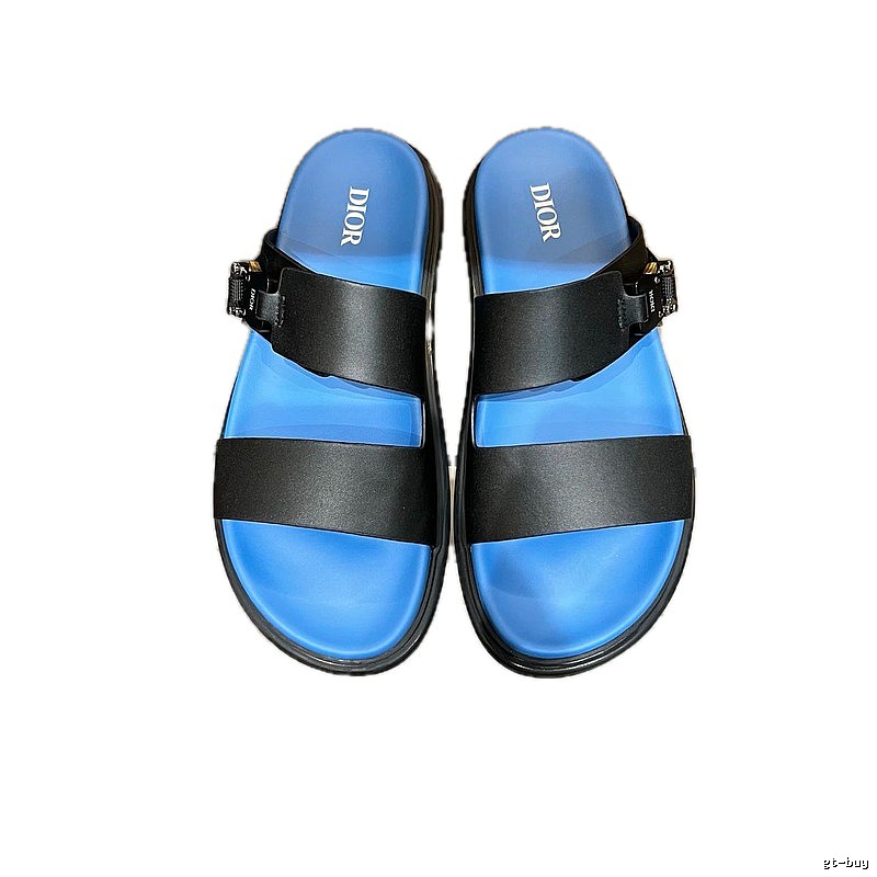Dior Casual Collection Minimalist Style Blue and Black Slide Sandals