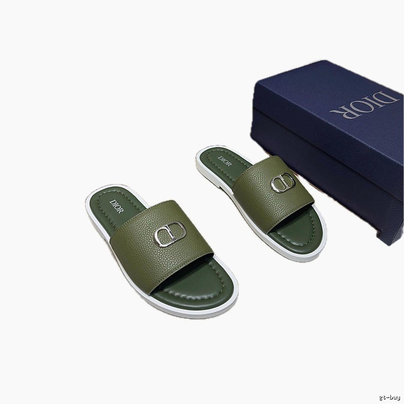 Dior CD Collection Light Luxury Style Army Green Slide Sandals