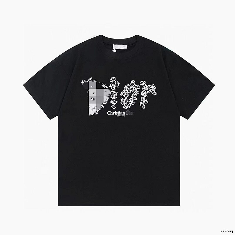 Dior Cool & Trendy Style Printed Black Short-sleeve T-shirt