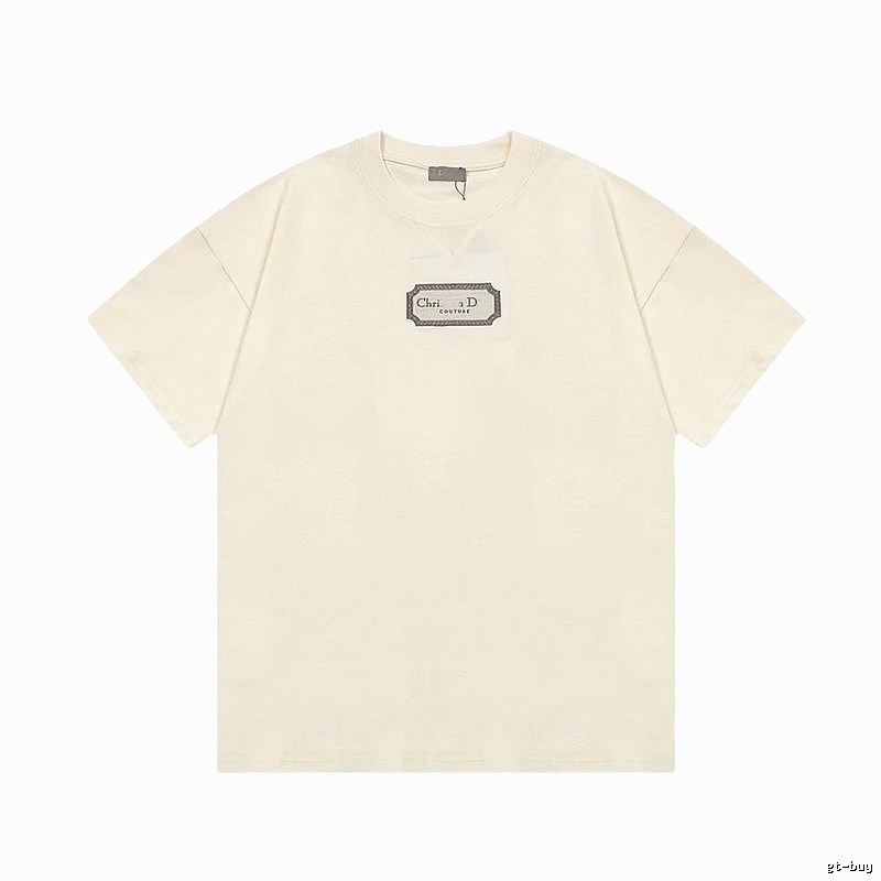 Dior Couture Minimalist Style Off-White Short-sleeve T-shirt