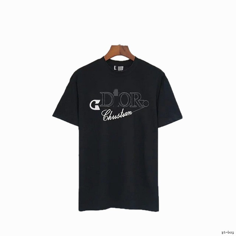 Dior Embroidered Casual Style Black Short-sleeve T-shirt