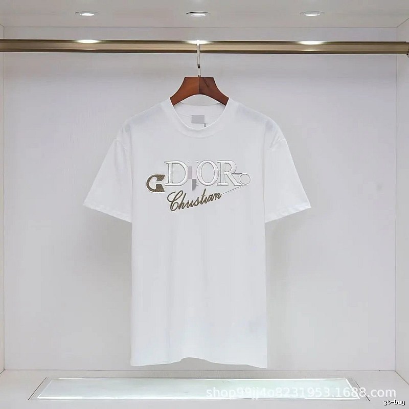 Dior Embroidered Light Luxury Style White Short-sleeve T-shirt