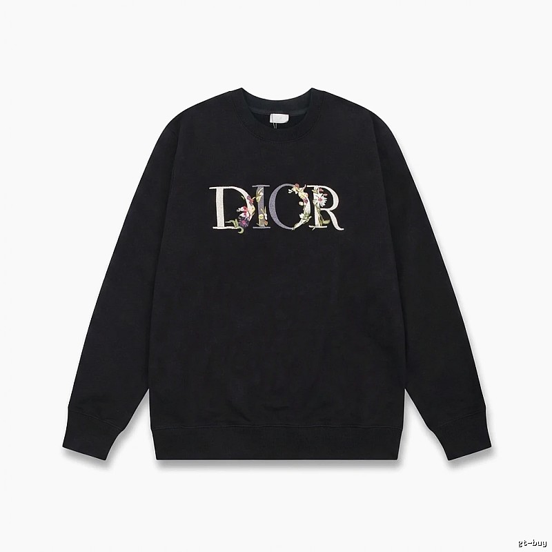 Dior Floral Alphabet Style Black Sweatshirt