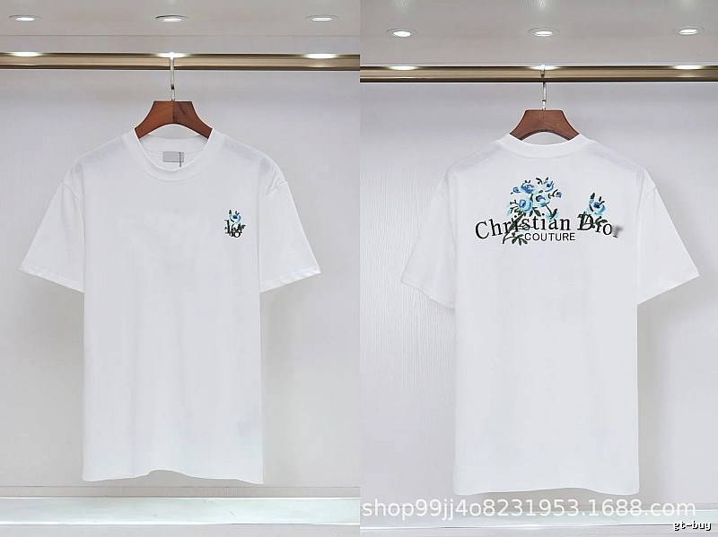 Dior Haute Couture Embroidered Floral-style White T-shirt