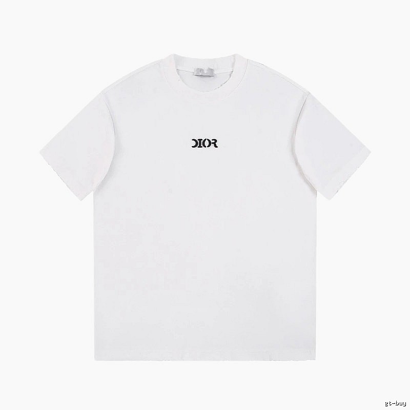 Dior Minimalist Style Embroidered Logo White Short-sleeved T-shirt