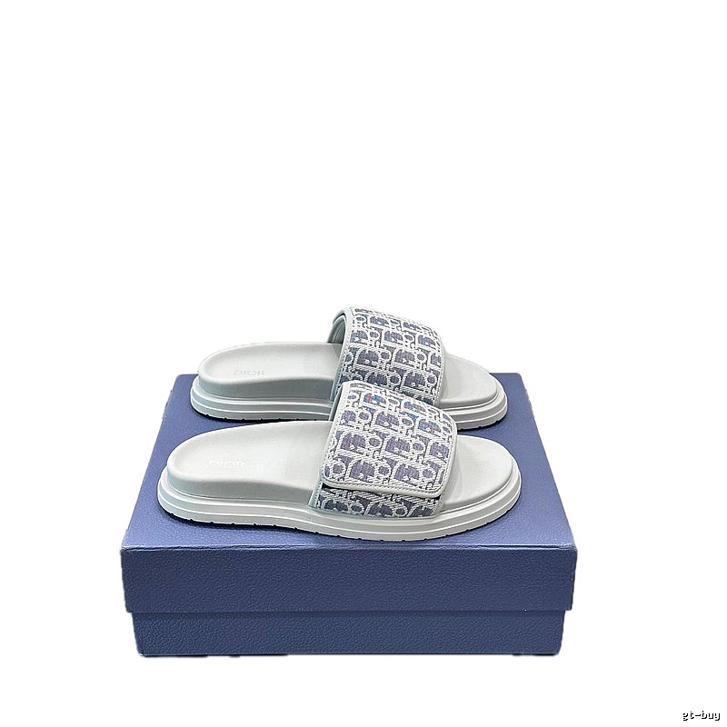Dior Monogram Light Luxury Style Light Gray Slippers