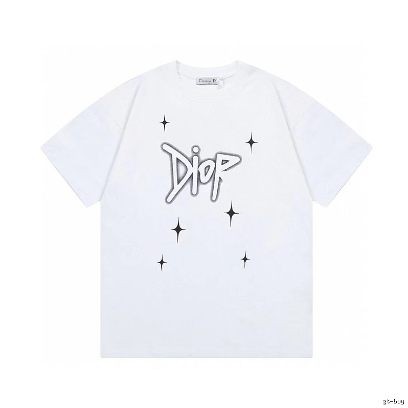 Dior Starburst Graffiti Street Style White Short-sleeve T-shirt
