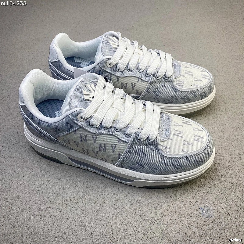 DKNY White and Gray Monogram Sneakers, Two-Tone Upper