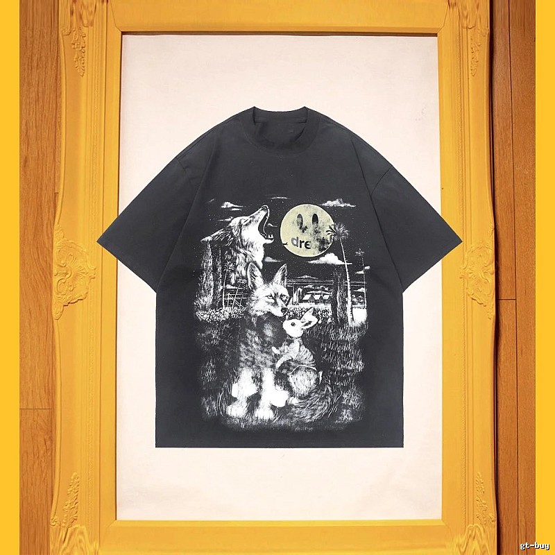 DREW Animal Print Street Style Black T-Shirt