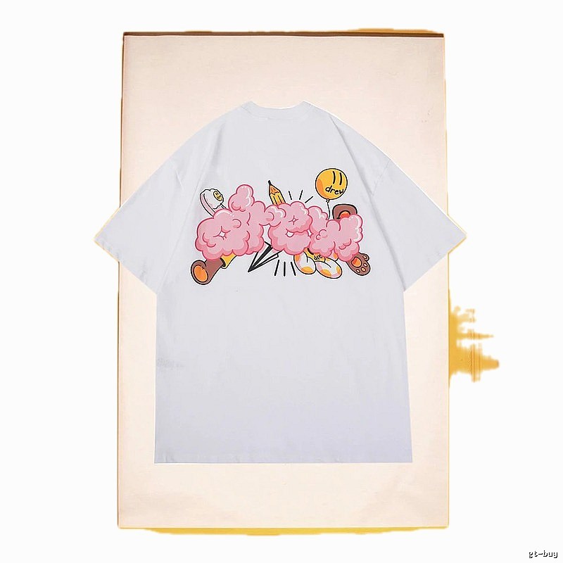 DREW Cloud Print Street Style White Short-sleeve T-shirt