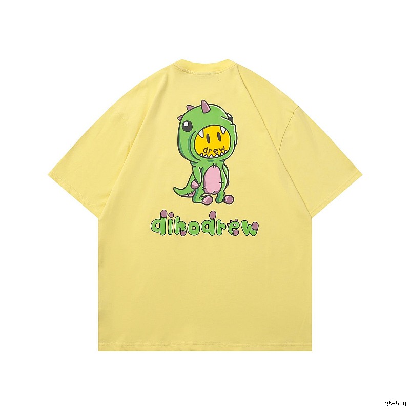 DREW Dinosaur Print Street Style Yellow Short-sleeve T-shirt