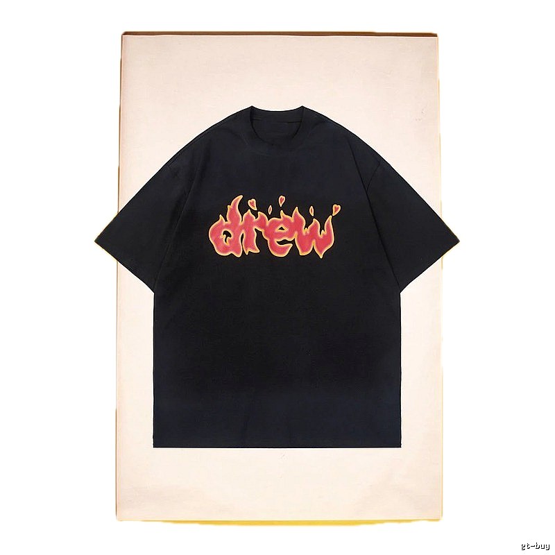 DREW Flame Heart Street Style Black T-shirt