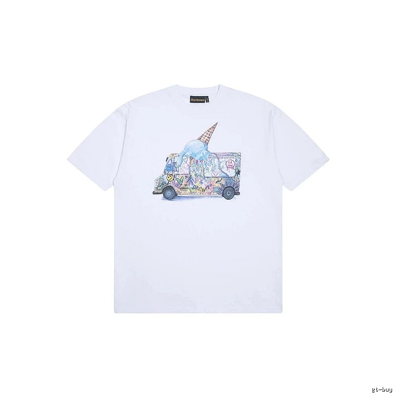 DREW Graffiti Ice Cream Truck Street Style White T-shirt