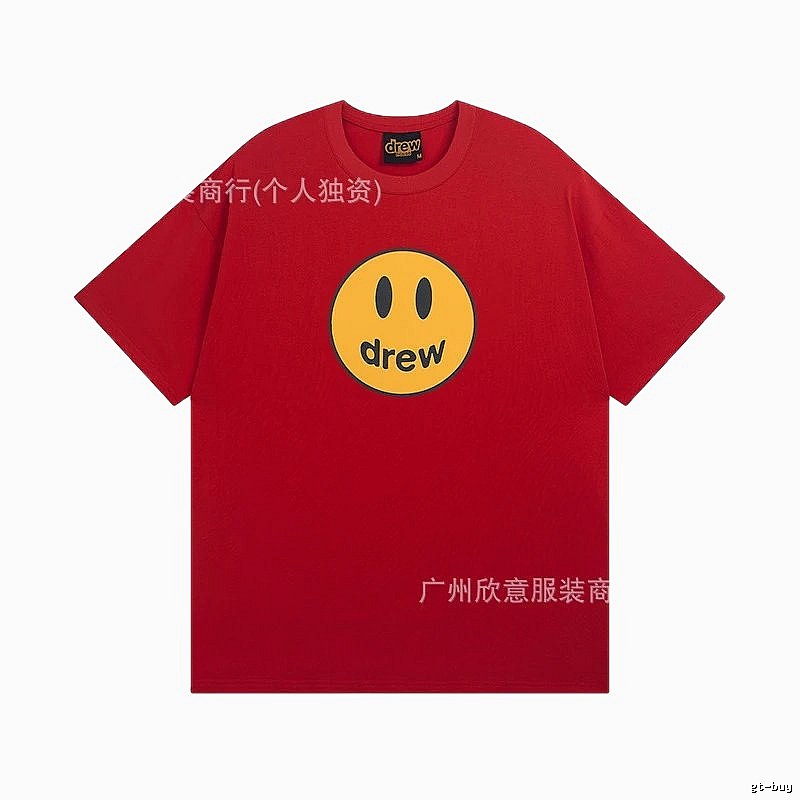 DREW Smiley American Street Style Red Short Sleeve T-Shirt