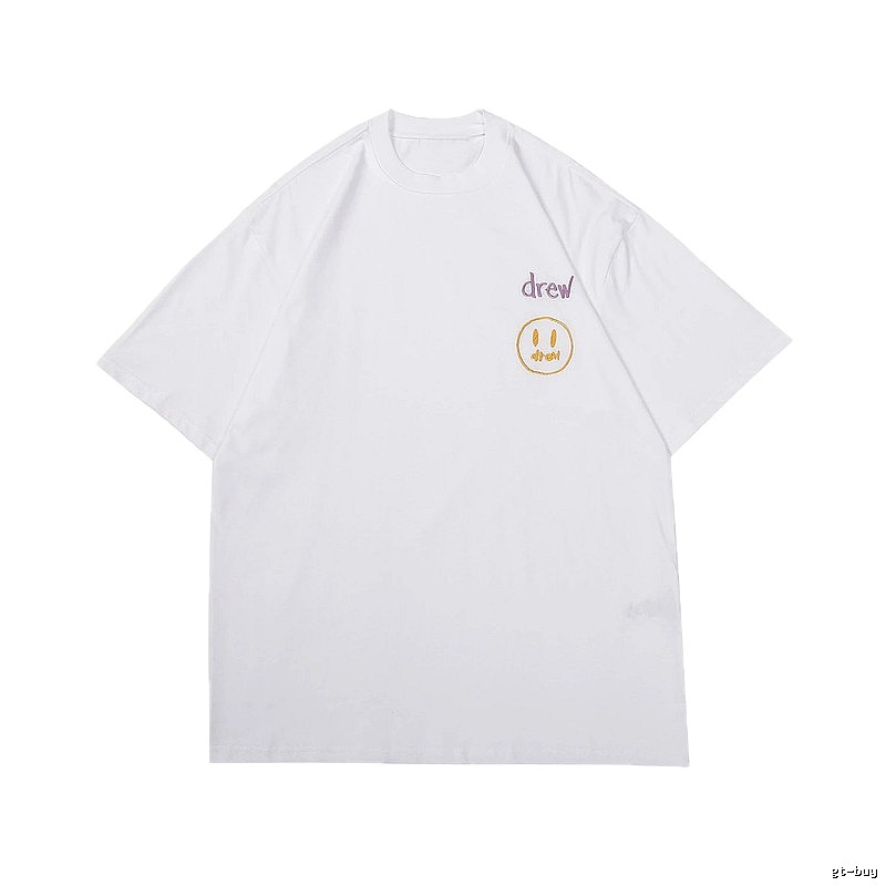 DREW Smiley Embroidered Street Style White T-Shirt