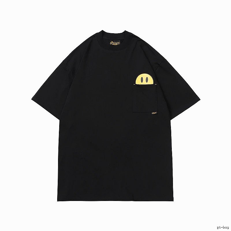 DREW Smiley Pocket Street Style Black T-Shirt