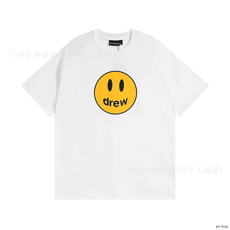 DREW Smiley Series Casual Style White Short-sleeve T-shirt