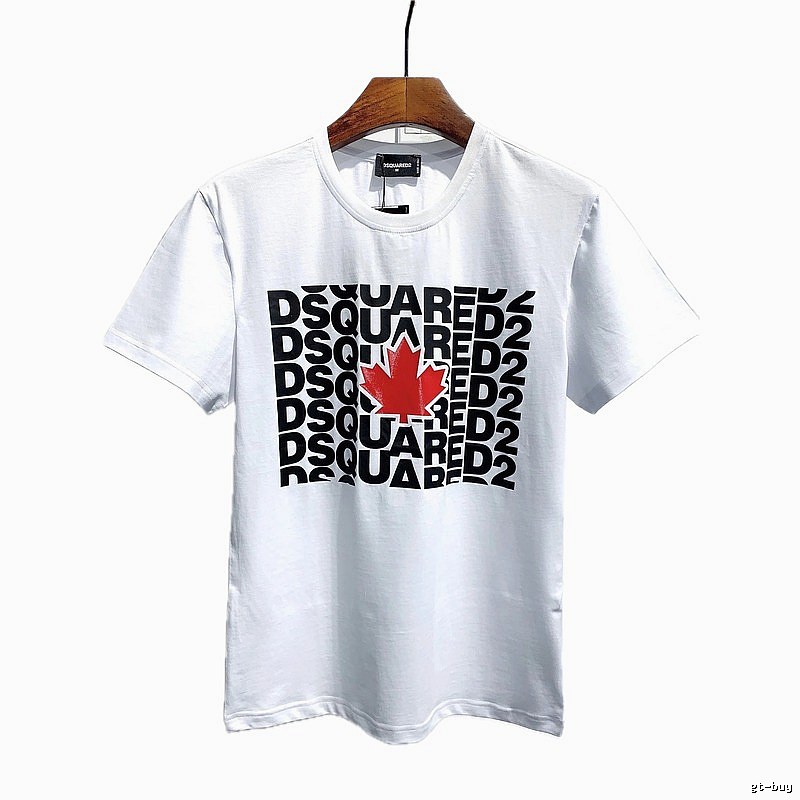 DSQ2 Maple Leaf Print Street Style White Short Sleeve T-Shirt