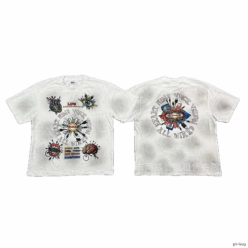 DUAA Organ Print Street Style White T-shirt