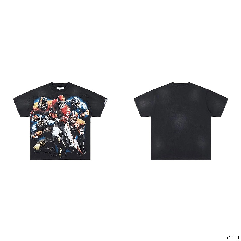 DUAA Rugby Print Retro Black T-Shirt