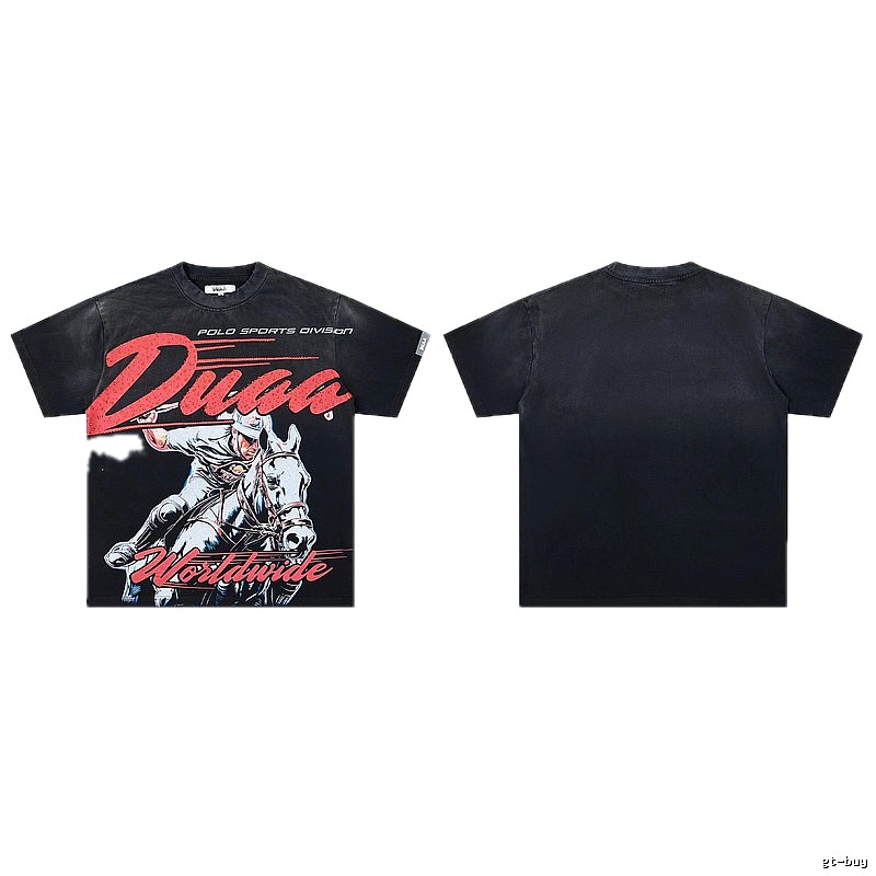 DUAA Vintage Style Black Polo T-Shirt