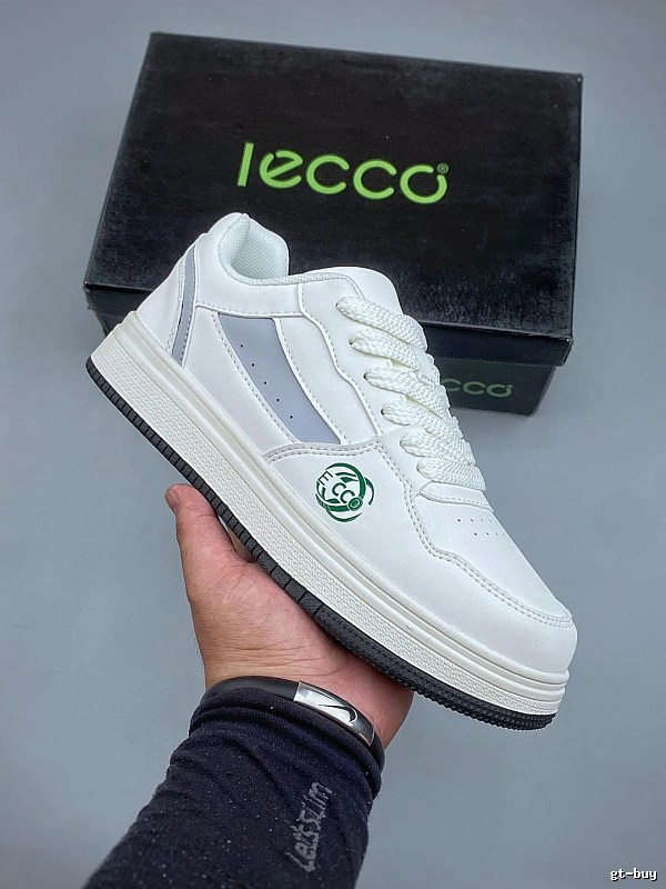 ECCO White Leather Low-Top Sneakers Defined by Contrast Side Panels
