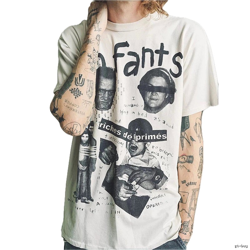 ERD GRJKD Portrait Print Vintage Off-white T-shirt