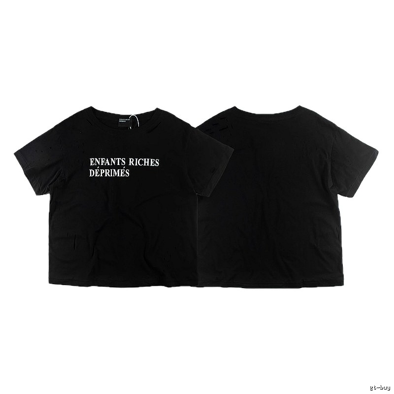 ERD Letter Print Dark High Street Black Short Sleeve T-shirt